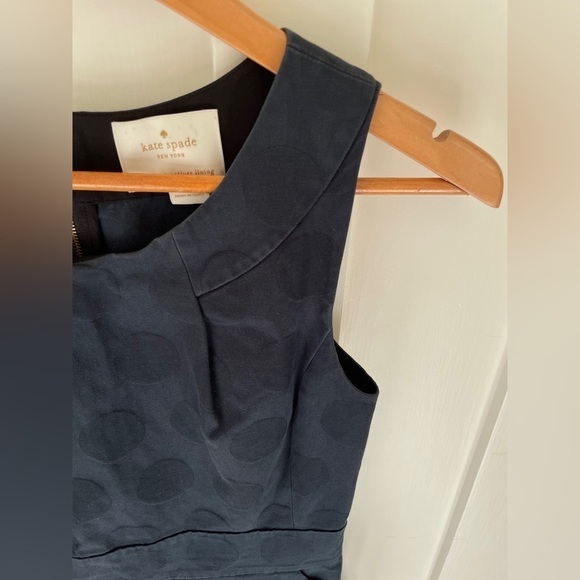 Kate Spade Navy Tonal Polka Dot Jacquard Cotton Tailored Pencil Dress - Picture 4 of 8